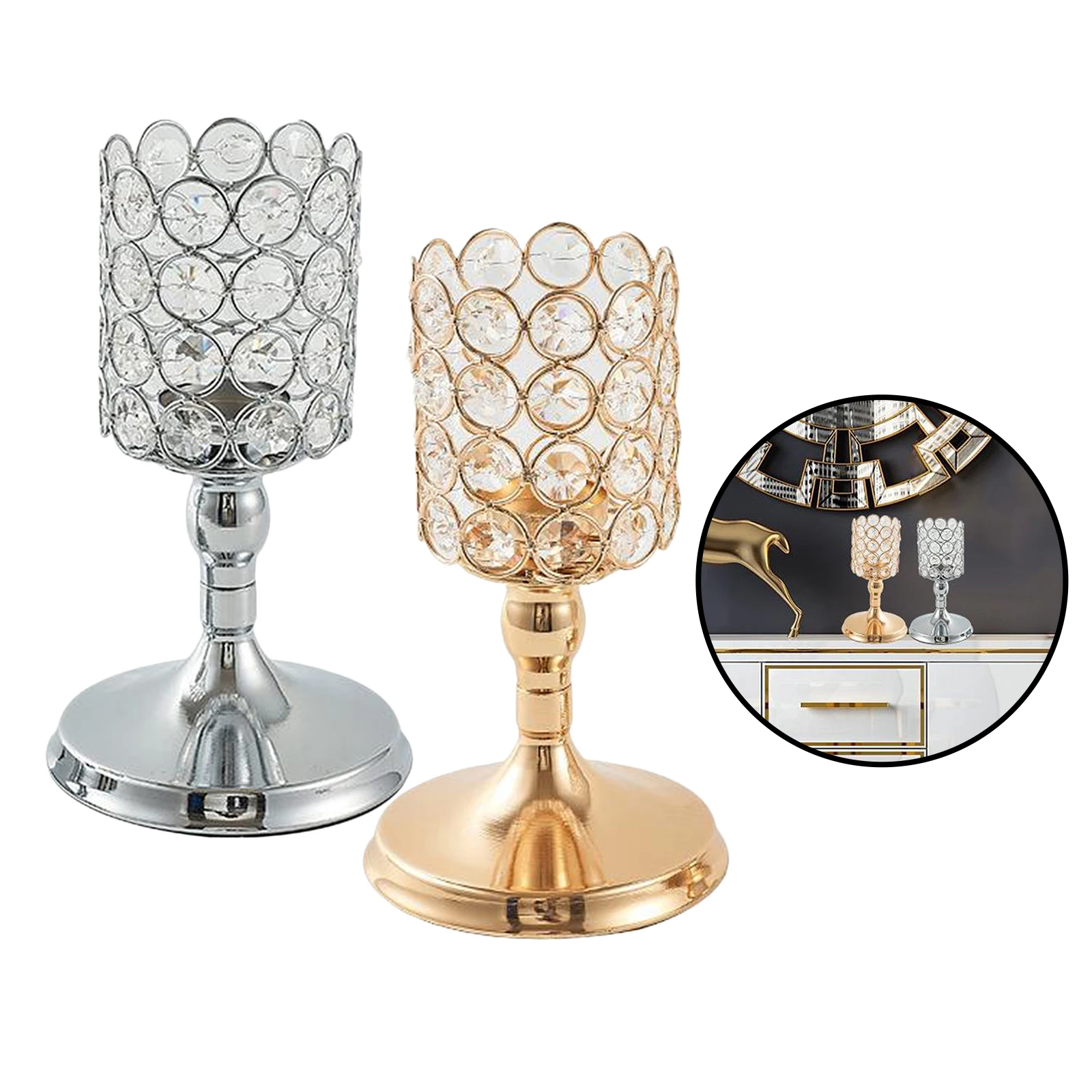 

Votive Crystal Candle Holder Hollow Glass Candlestick Centerpiece Home Decor