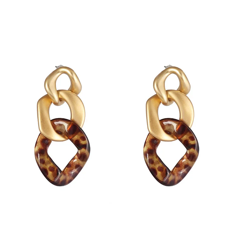 

Vintage Metal Resin Splicing Link Chain Drop Earrings For Women Boho Geometric Rhombus Long Tassel Drop Earring Brincos Jewelry