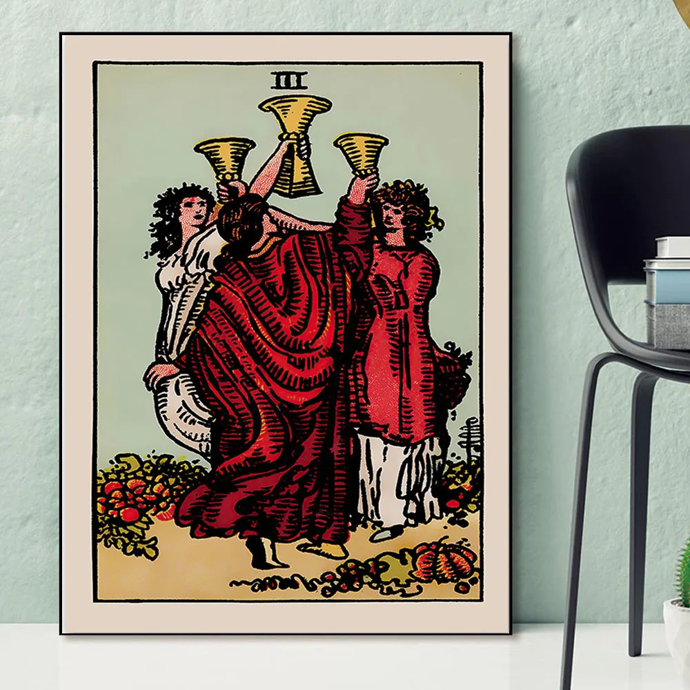 Настенная картина Таро в стиле ретро холст с рисунком мечи Импресса Hermit печать