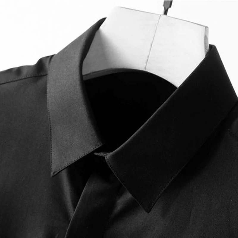 Мужская однотонная приталенная рубашка деловая брендовая Классическая с