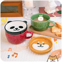 300ml ceramic mug korean creative home breakfast milk coffee tea cups set cute shiba inu couple cups the best birthday gift
