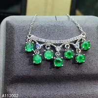 kjjeaxcmy fine jewelry natural emerald 925 sterling silver new women pendant necklace chain support test popular trendy