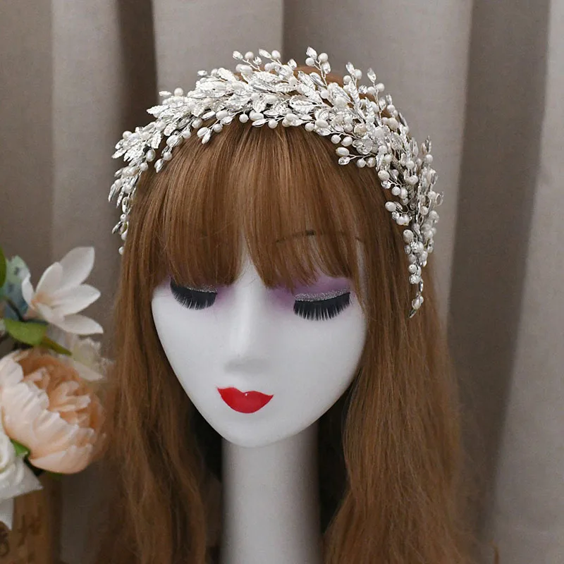 Свадебная тиара с жемчугом и кристаллами ручной работы|Украшения для волос| |
