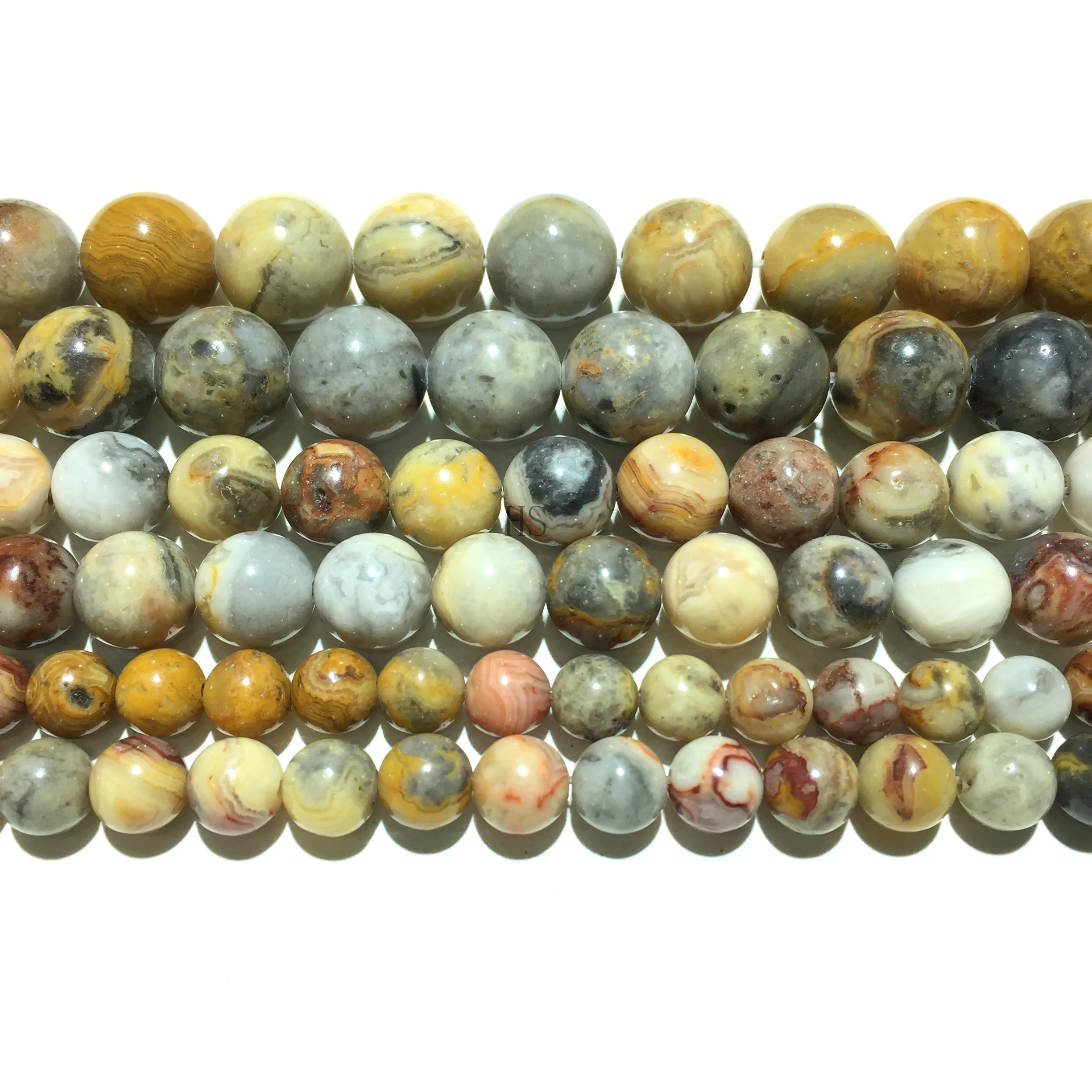 

4/6/8/10/12mm Selectable Yellow Crazy Lace Agates Round Beads Natural Stone Loose Bead For DIY Bracelet Necklace Jewelry Making