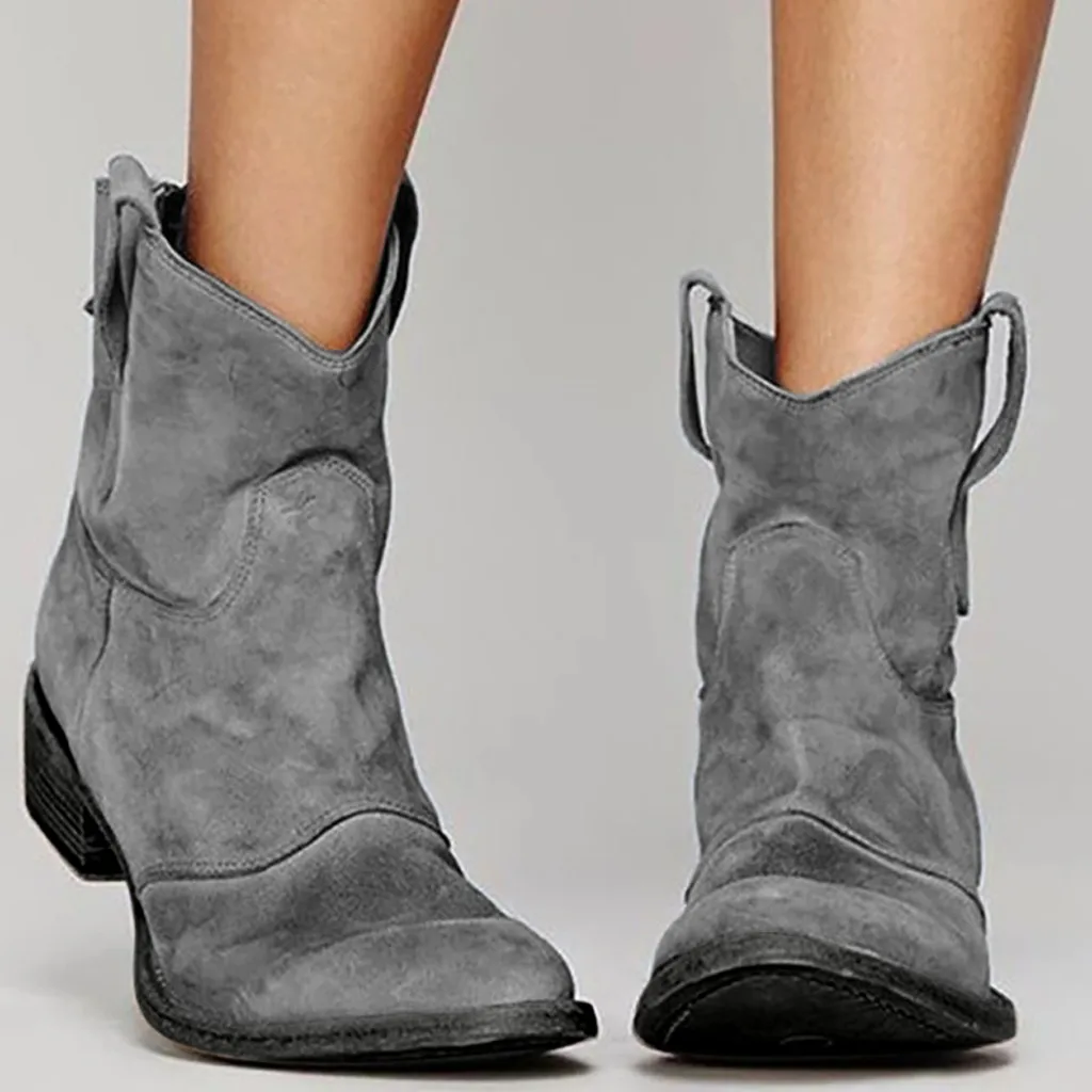 Женские ботинки Модная повседневная женская обувь Замшевые на молнии Зимние