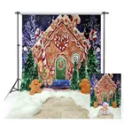 Фон для фотосъемки с изображением зимы рождественской елки имбирного домика куклы снежинки детского душа фон для фотостудии реквизит для фотозоны