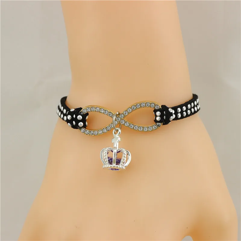 2 Цвет фиолетовый с подвеской изображением короны со знаком бесконечности для