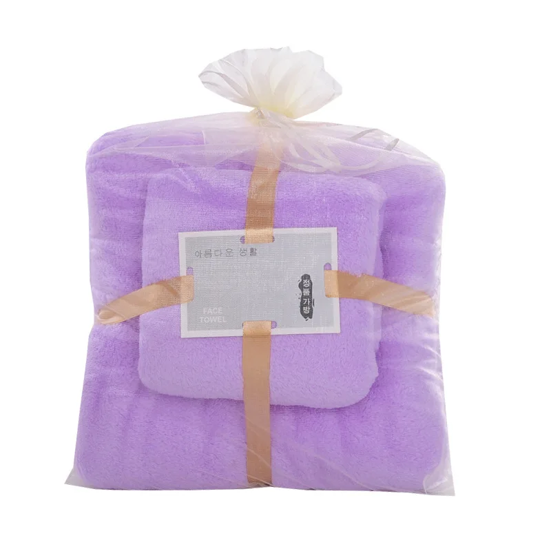 

Adult Coral Plush Bath Towel Set Beach Towel Thickened Water Absorbent Gift Box Set Wrap Set