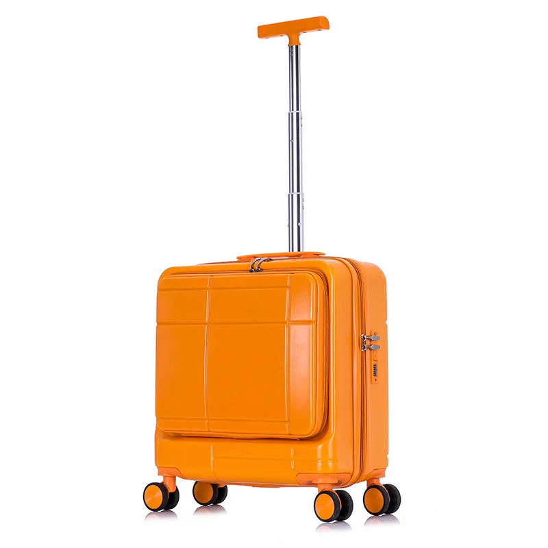 

18 inch Business Rolling Luggage Trolley Travel Suitcase with Universal Wheel Front Opening Password Makeup Carry-ons Luggage