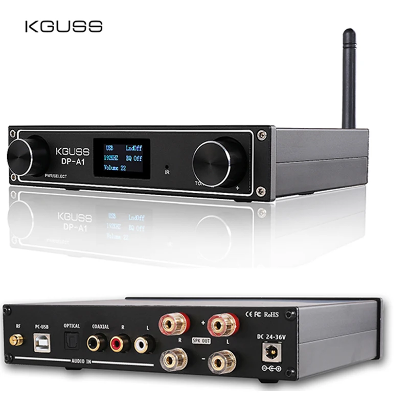 KGUSS DP A1 Цифровой Bluetooth 4 2 CSR64215 усилитель USB/оптический/коаксиальный/AUX Вход TAS5352A 24
