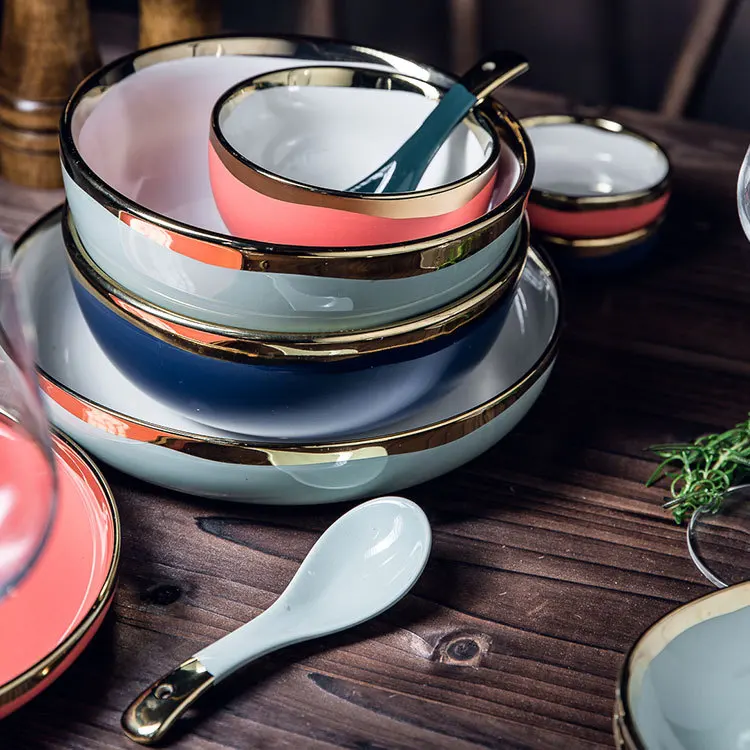 Позолоченная керамическая посуда креативное домашнее блюдо тарелка для рыбы