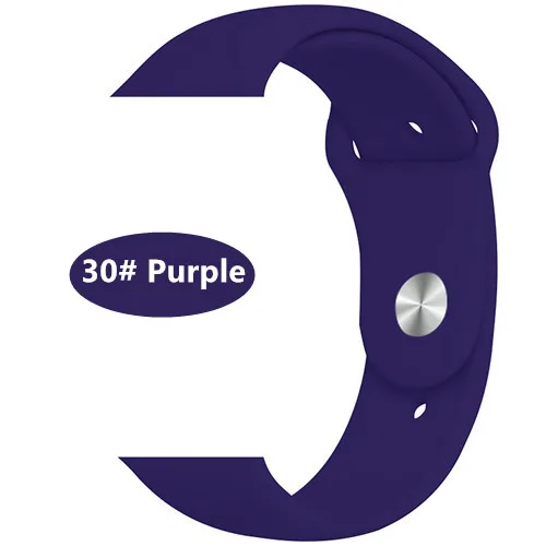 purple 30 Новые спортивные силиконовые часы для apple watch band 4 44 мм 40 мм(iwatch 5) apple watch 3 2 1 42 мм 38 мм аксессуары для наручных браслетов - Цвет ремешка: purple 30