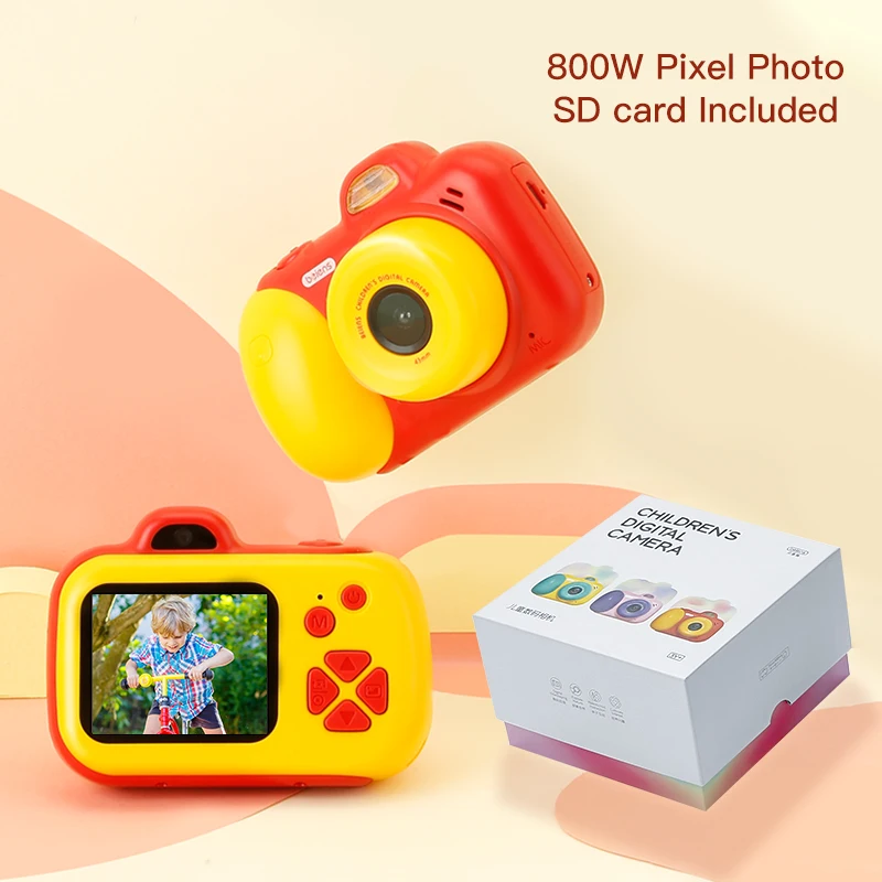 yellow-red Beiens детская камера, цифровая игрушка для детей, 800 Вт, пиксель, игрушки для малышей, камера, 2 дюйма, ips экран, развивающие игрушки, рождественские подарки - Цвет: yellow-red