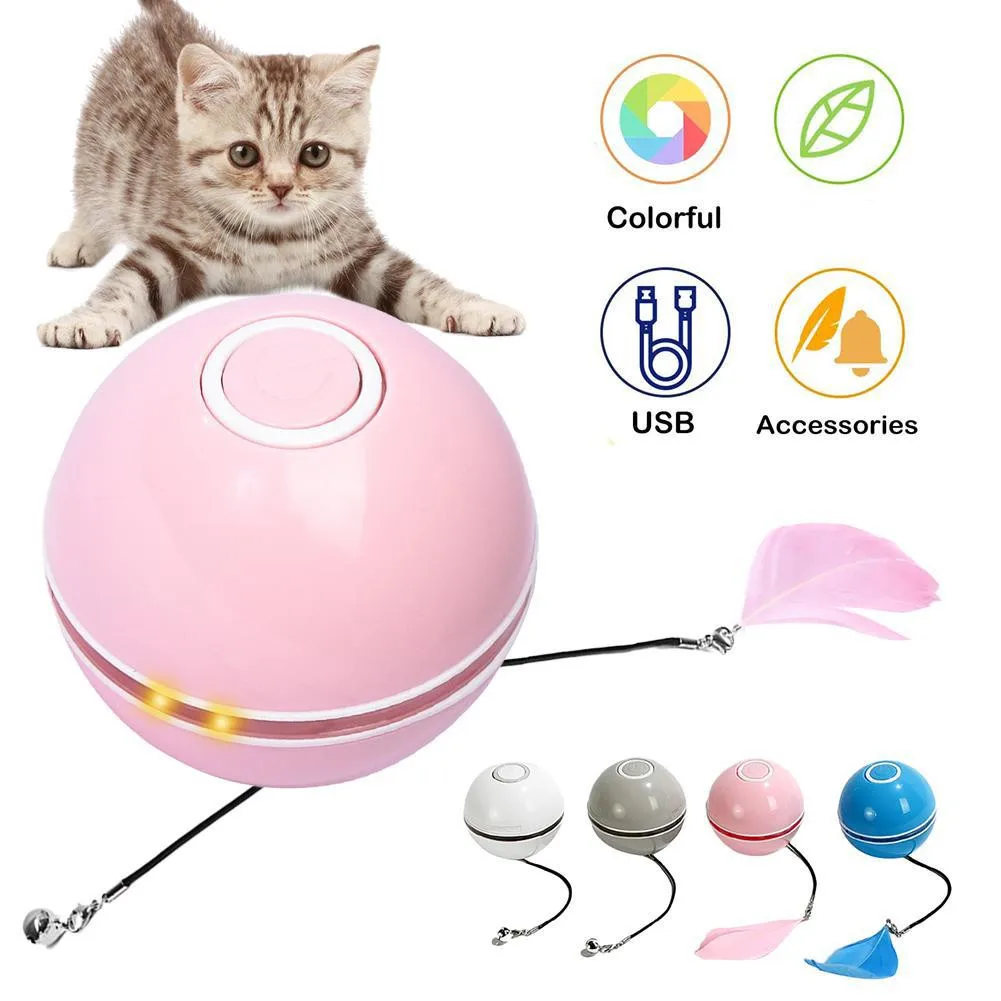 

Pet Toys Automatic Smart Cat Toys Ball Interactive USB Charging Automatically Turning Rolling Cats Toy Electric Rotating Toy