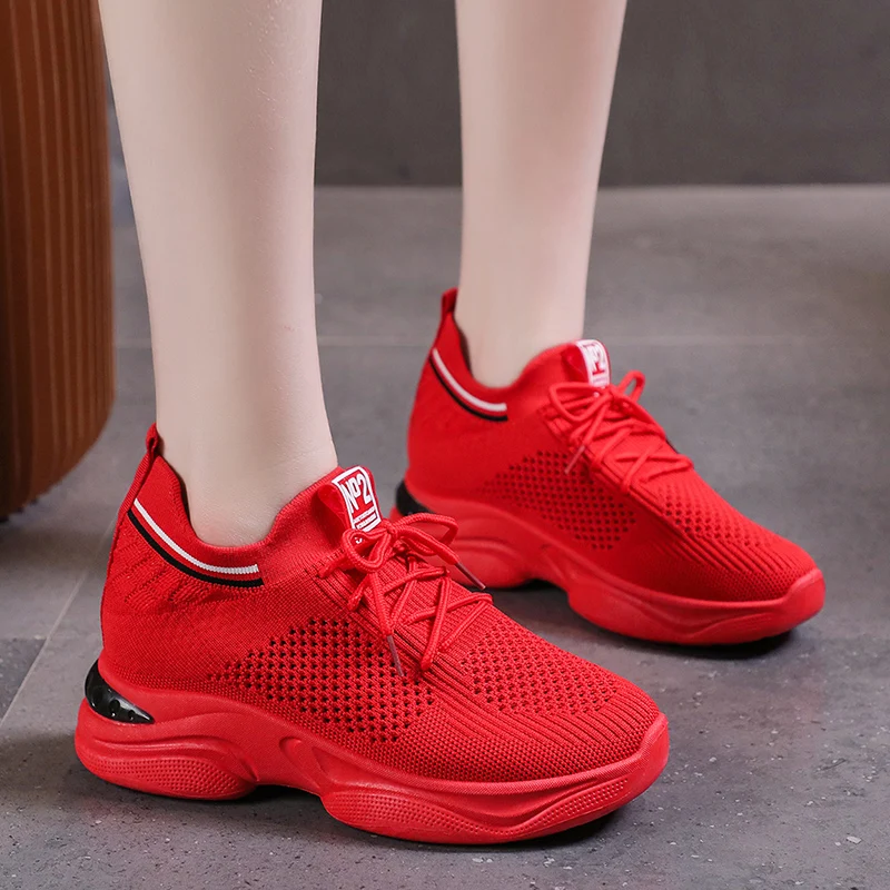

Fashion Casual Shoes for Women 2021 Height Increasing Sneakers Breathable Flying Knitting Ladies Shoes Size 34-40 Zapatos Mujer