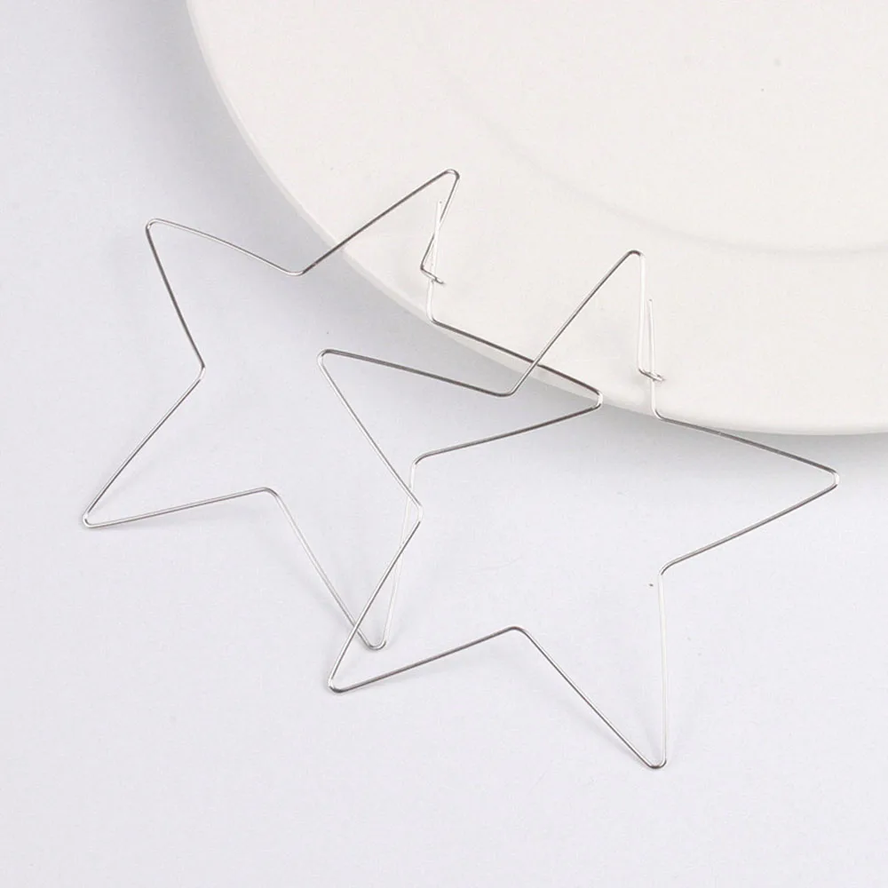 

OPPOHERE 1 Pair Fashion Big Star Love Heart Earrings Hollow Out Exaggerated Eardrop Minimalist Personality Punk Accessories