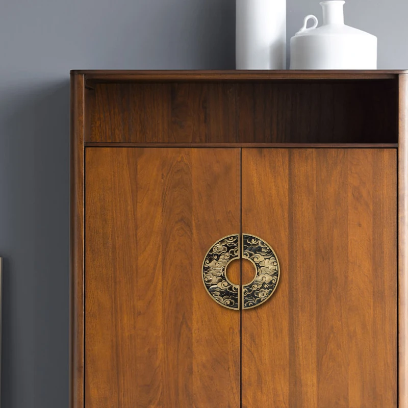 

Round Chinese style wardrobe door handle drawer cupboard door handle bathroom cabinet Chinese antique copper handle