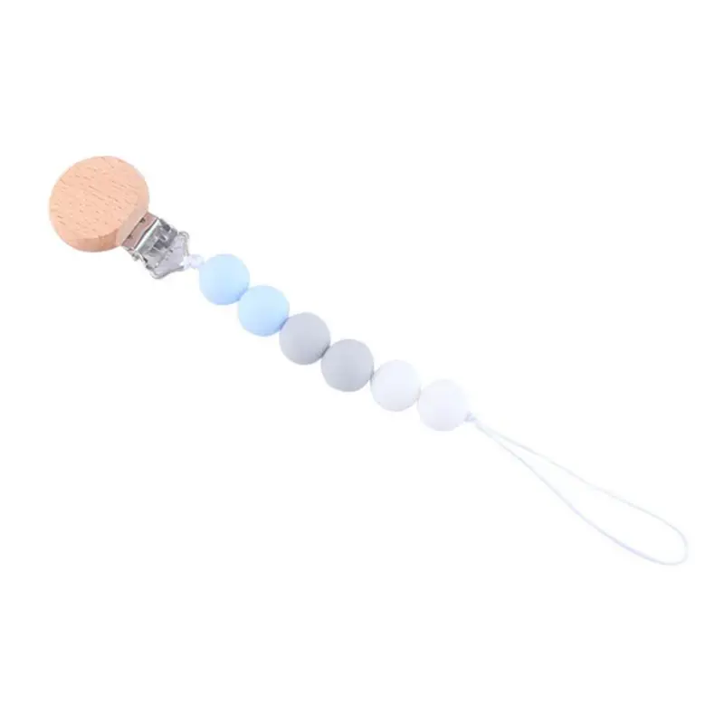 

Baby Pacifier Clip Colorful Silicone Beads Infant Teether DIY Dummy Holder Chain 24BE