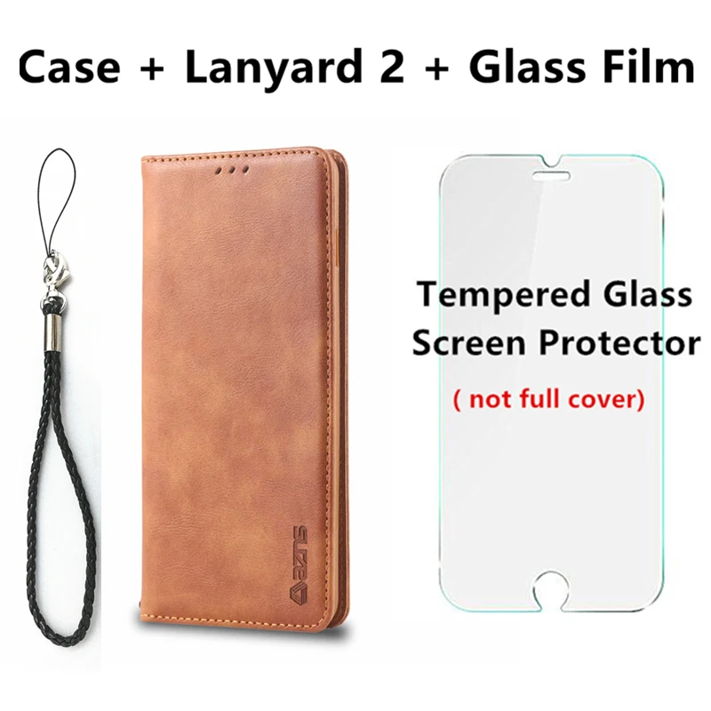 FG Yellow Glass Film AZNS Магнитный Привлекательный чехол для телефона для huawei Honor 20 Pro Honor20 из искусственной кожи чехол для huawei Honor 20 Ретро кошелек Чехол в виде ракушки - Цвет: FG Yellow Glass Film