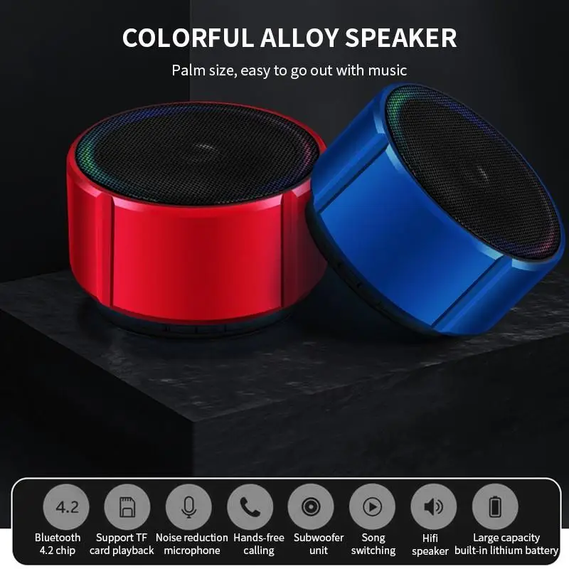 E92 Wireless Bluetooth Speaker FM Radio Hifi Portable Stereo Music Surround Support TF Card for Computer Phone boombox Red Black |