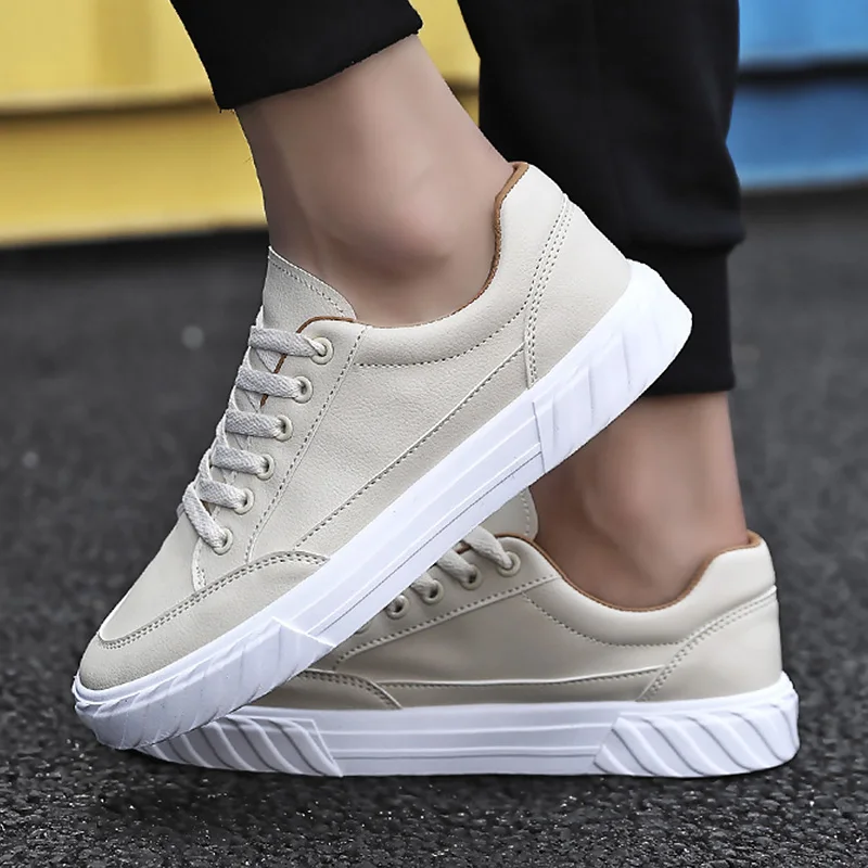 Бежевые кожаные туфли мужские повседневные кроссовки унисекс 2020