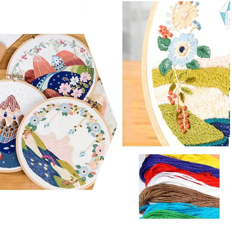 Набор для вышивки с обручем DIY пейзаж цветок вышивка искусство Декор