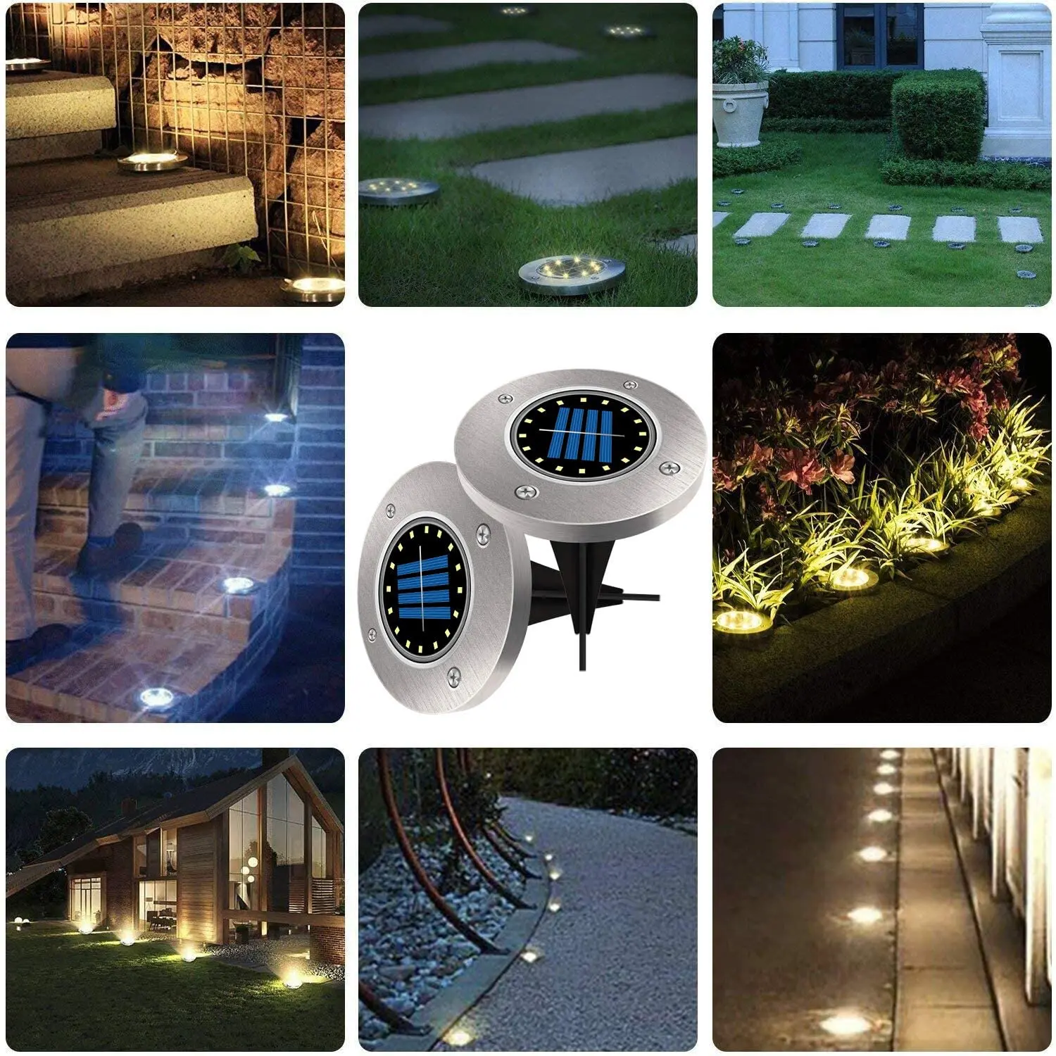 

12Pack Solar Powered Ground Light Waterproof Garden Pathway Deck Lights With 16/20 LEDs Solar Lamp for Home Yard Driveway Lawn