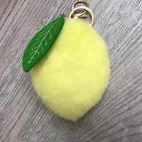 creative fruit and lemon hair ball key chain pendant mango plush luggage pendant
