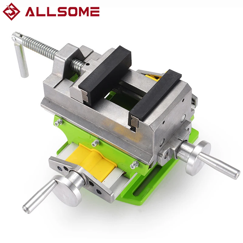 

ALLSOME 3 Inch Cross Slide Vise Vice table Compound table Worktable Bench Alunimun Alloy Body For Milling drilling HT2878