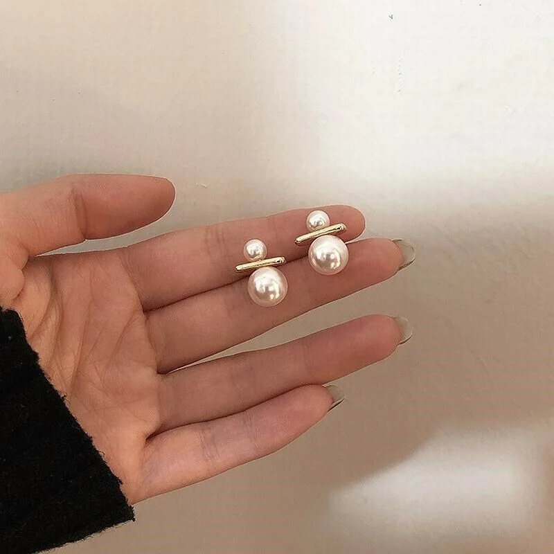 

Creative Earring for Women Gold Korean Double Pearl Earrings Jewelry 2021