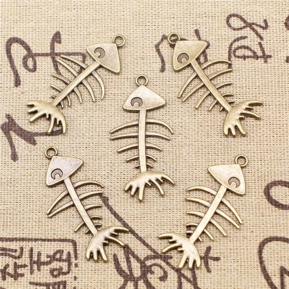 

Bulk Charms For Jewelry Making 5pcs 42x21mm Antique Bronze Color Fish Bone Charms