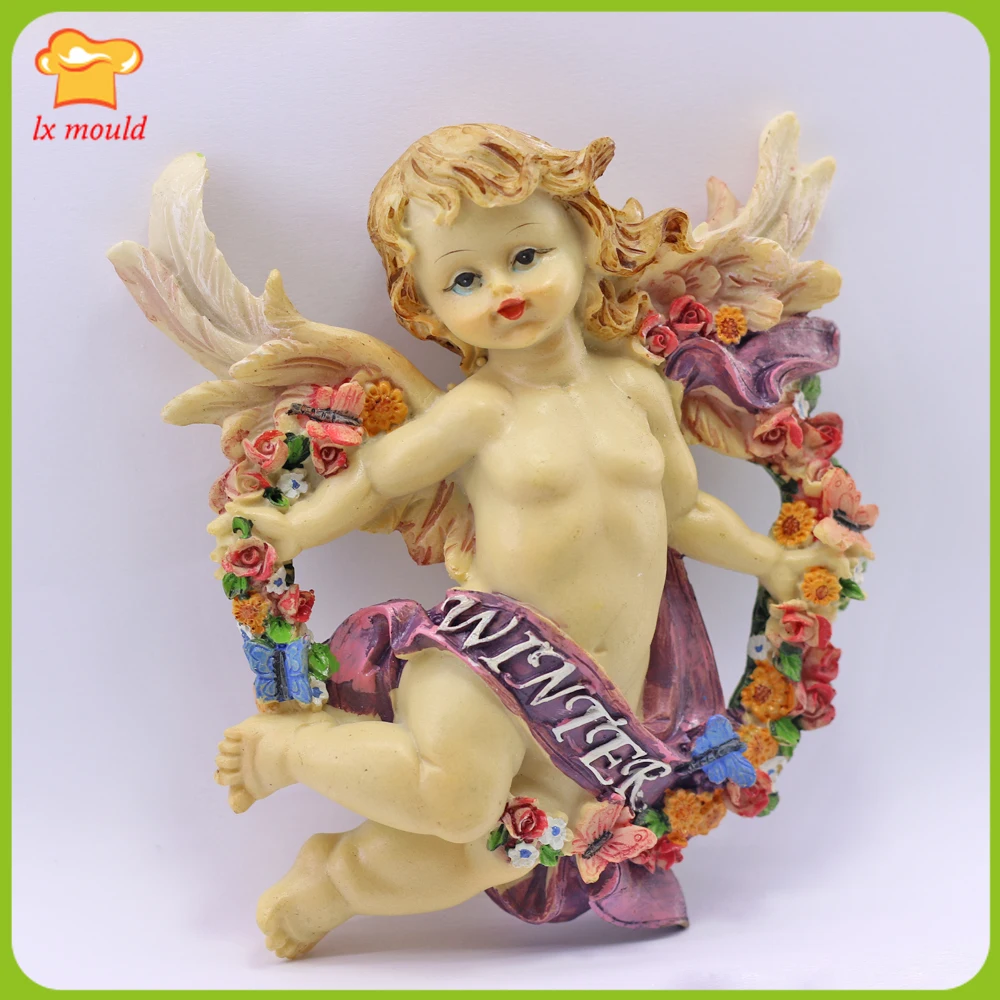 

Силиконовая форма с ангельским орнаментом, полимерная глина для еды, форма для смолы, силиконовая форма с ангельским венком