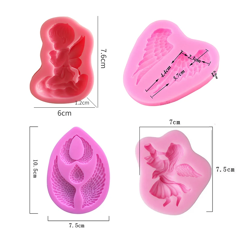 3D ангел Купидон силиконовая форма помадка украшения торта инструменты крылья