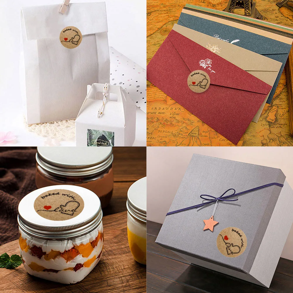 500 шт. спасибо за поддержку моего бизнеса наклейки из крафт-бумаги с золотой