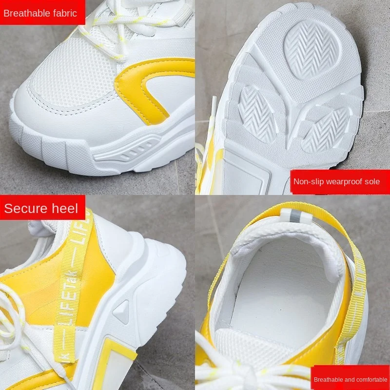 

Hot Autumn New Women Breathable Comfortable Running Walking Shoes PU Ladies Mix Colors Sneakers Soft Platform Lace Up Shoe