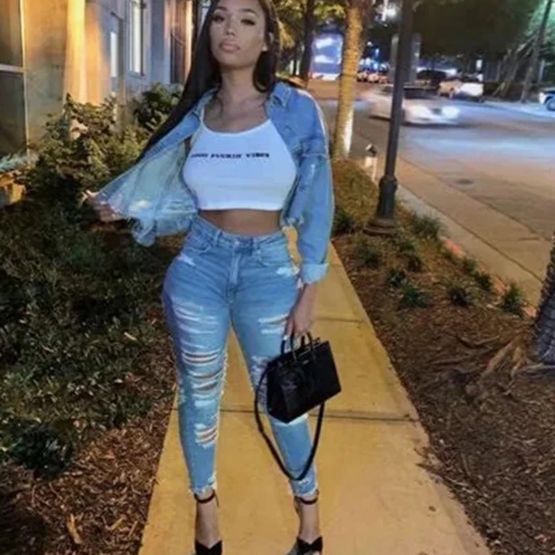 

Women's Denim Jackets Cropped Coat Female Jeans Coat BF Streetwear Hem Style Long Sleeve Outerwear Sexy Crop Tops Za 2020 Autumn