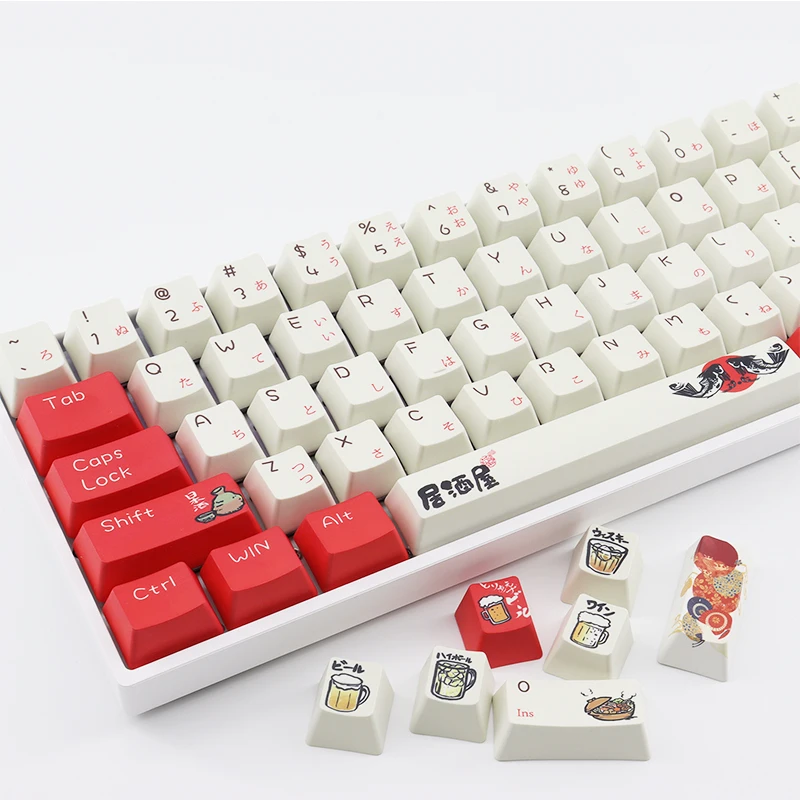 Keycaps de Izakaya Keycap Chave Perfil Elemento Japonês Tintura Sublimação Cereja mx Teclado Mecânico Chave-boné Pbt 108 Oem