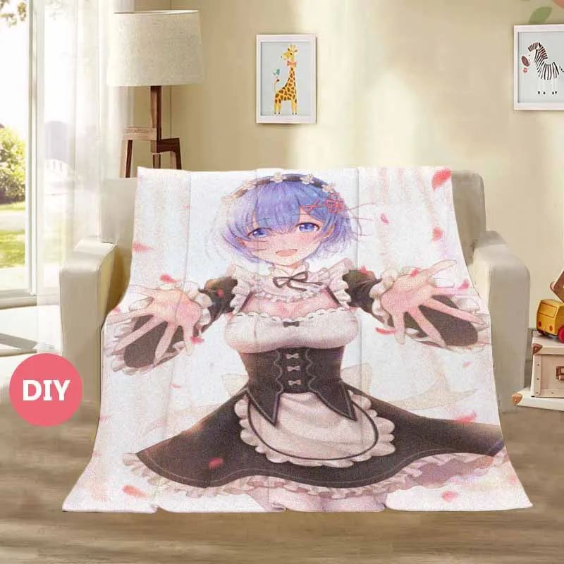 Плюшевое одеяло с рисунком аниме Re:Zero Start Life in other World мягкое теплое фланелевое