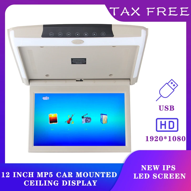 12 дюймов Дисплей цифровой Экран монитор крыши автомобиля ЖК-дисплей откидной