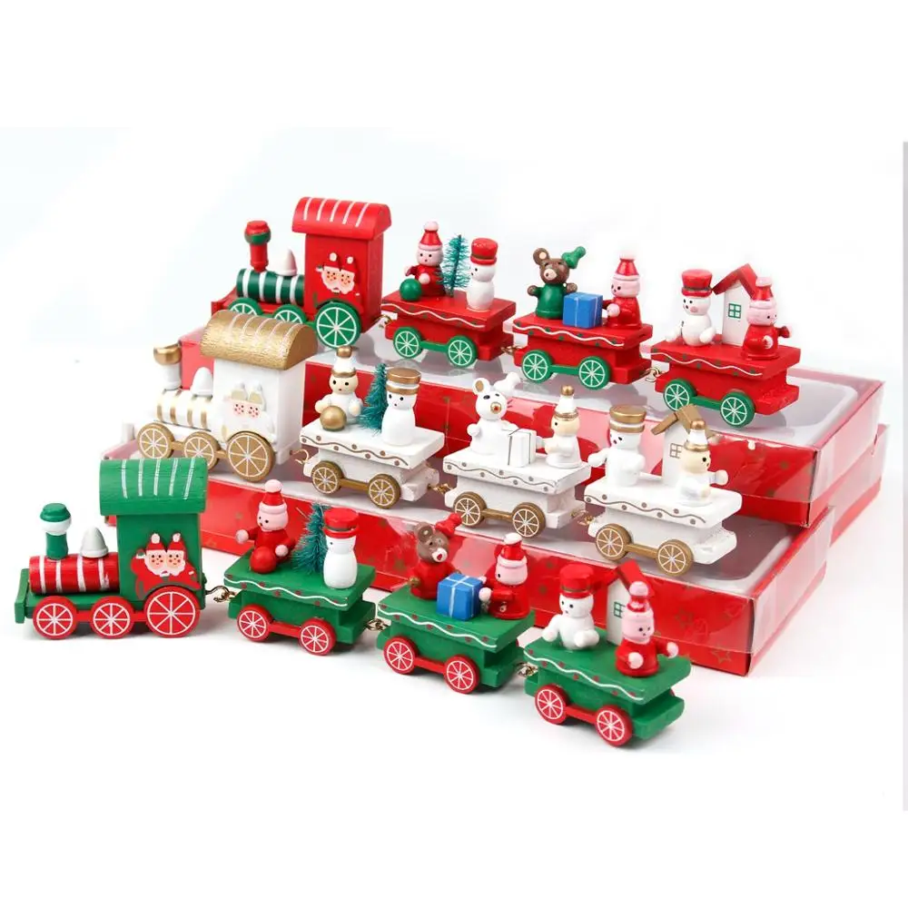 PATIMATE Christmas Wooden Train Merry Christmas Decorations For Home Christmas Ornaments Xmas Navidad Gift New Year