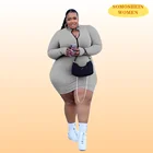 Женская одежда большого размера Somoshein, женская одежда с длинным рукавом, осенняя одежда, однотонное облегающее мини-платье, повседневные платья, сексуальная уличная одежда