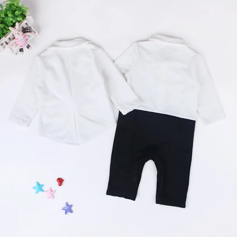 

New Fashion Beach Style Summer Baby Boys Romper Short Sleeve Gentleman Infant Jumpsuit Newborn Boy Formal Clothes