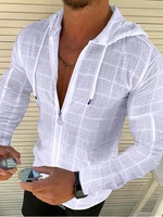 summer man shirt 2021 mens casual zipper long sleeve loose hawaiian high quality solid color plaid print multicolor shirt