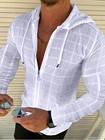Летняя мужская рубашка 2021, мужская повседневная свободная Гавайская Высококачественная Однотонная рубашка на молнии с длинным рукавом и клетчатым принтом, разноцветная