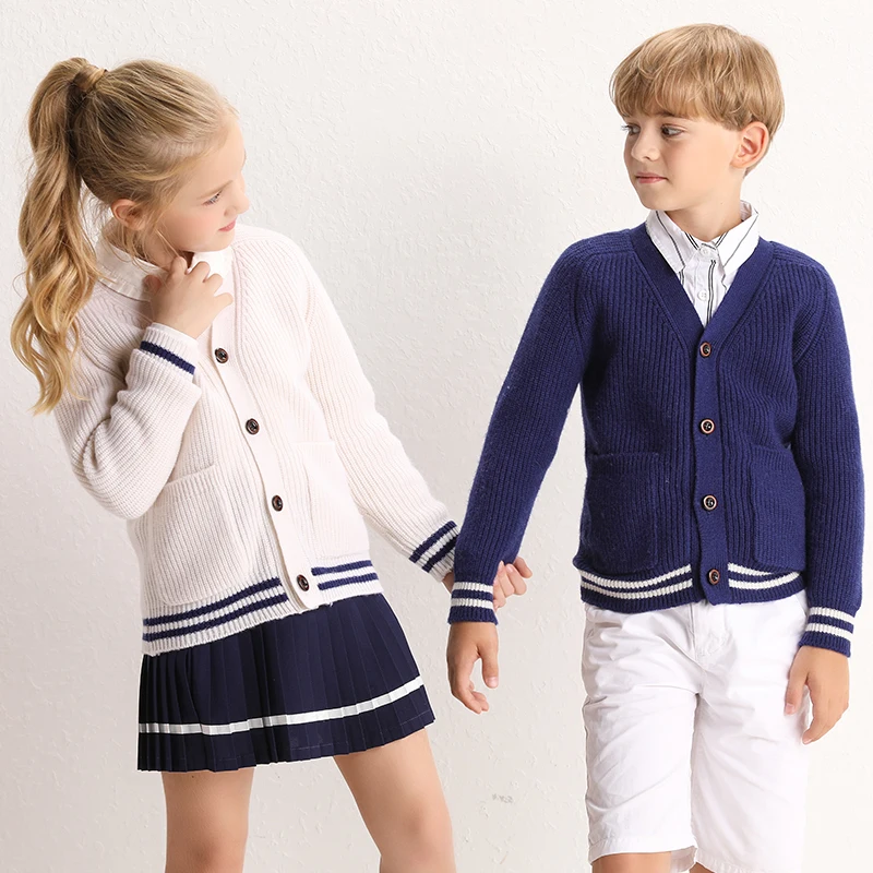 Кашемировый свитер для мальчиков и девочек новый с v-образным вырезом вышивкой на