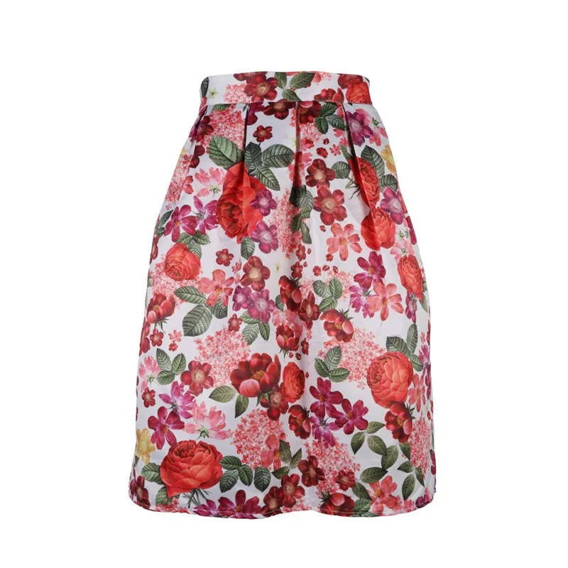 

Raisevern Midi Skirt Vintage Floral Print Women Skirts Clothes Retro Bohemian Knee Length Skirts High Waist Vestidos Dropship