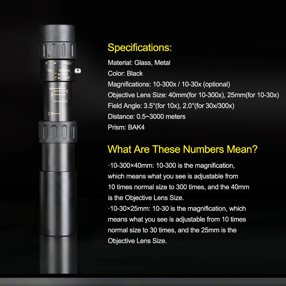 

KKmoon High Definition Telescope 10-30040 Zoom Monocular BAK4 Prism Monocular Retractable Telescope for Travel Birding 10-30x25