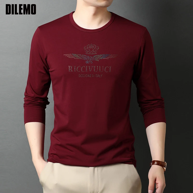 Мужские повседневные топы с круглым вырезом 95% хлопок 5% спандекс | Мужская одежда