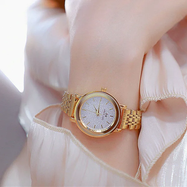 

BS 1632 Simple Gypsophila Glitter Dial Trend Girly Watch Quartz Waterproof Women Fashion Dress Wristwatches