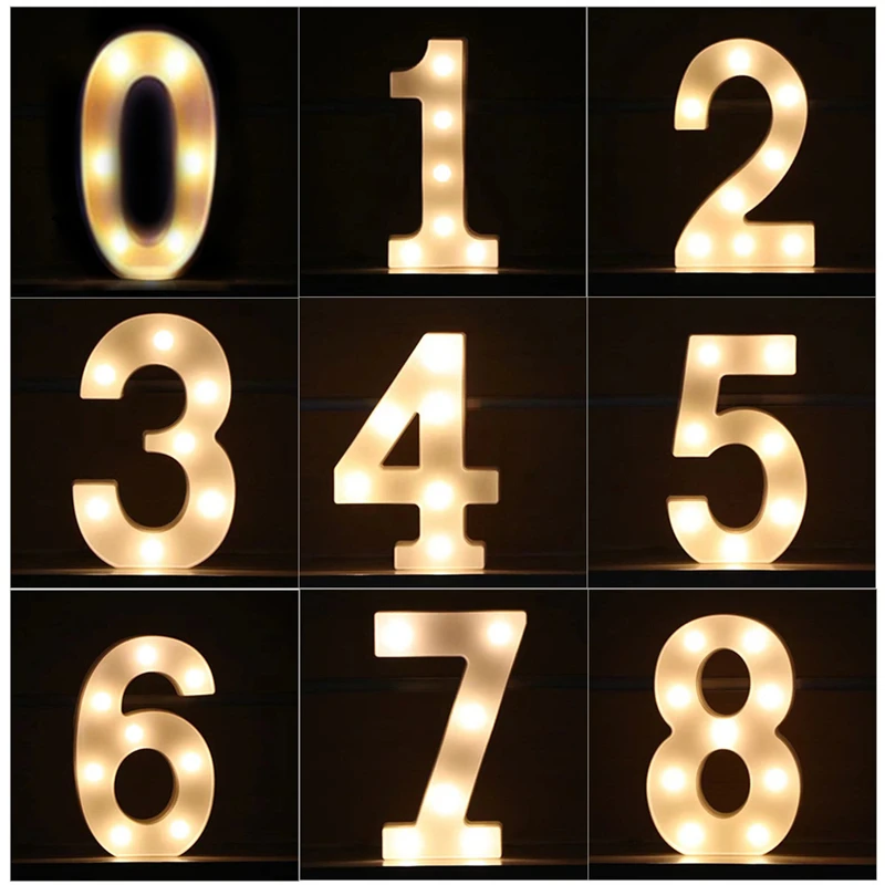 

Christmas Wedding Decoration Creative Luminous 0-9 Digital Number Night Light Led Birthday Party Props New Year Decor Lights